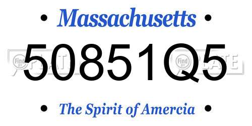 50851Q5 Massachusetts License Plate