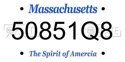 50851Q8 Massachusetts License Plate