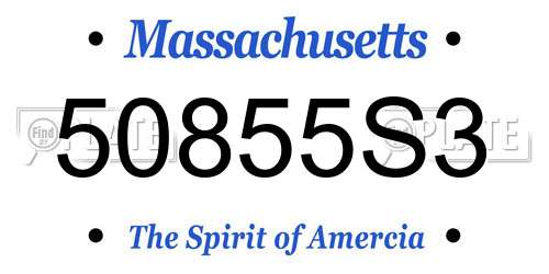 50855S3 Massachusetts License Plate