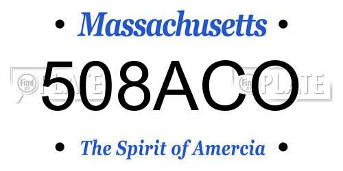 508ACO Massachusetts License Plate
