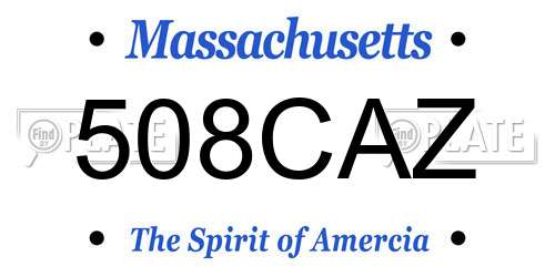 508CAZ Massachusetts License Plate