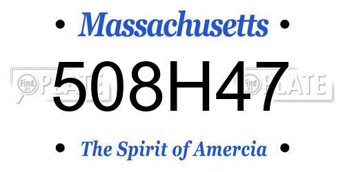 508H47 Massachusetts License Plate