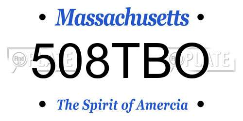 508TBO Massachusetts License Plate