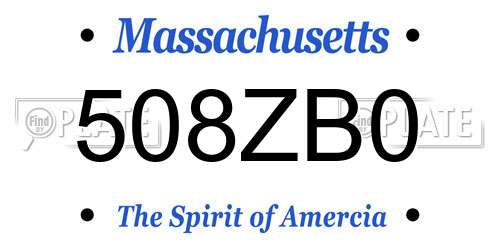 508ZB0 Massachusetts License Plate