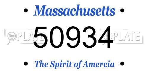 50934 Massachusetts License Plate