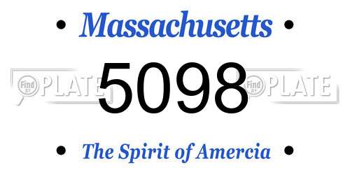 5098 Massachusetts License Plate