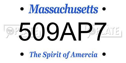 509AP7 Massachusetts License Plate