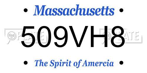 509VH8 Massachusetts License Plate