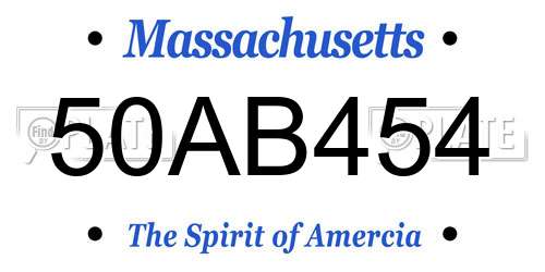 50AB454 Massachusetts License Plate