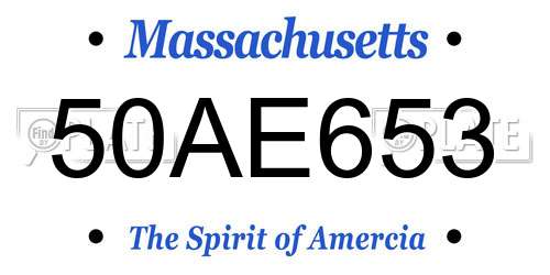 50AE653 Massachusetts License Plate