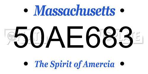 50AE683 Massachusetts License Plate