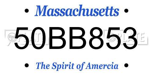 50BB853 Massachusetts License Plate