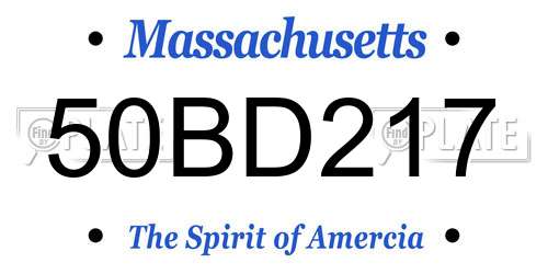 50BD217 Massachusetts License Plate