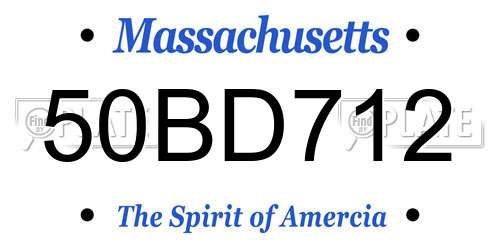 50BD712 Massachusetts License Plate