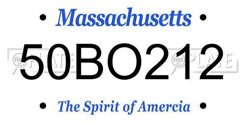 50BO212 Massachusetts License Plate