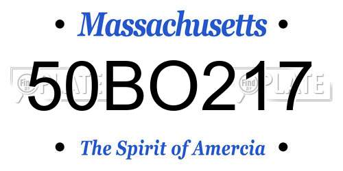 50BO217 Massachusetts License Plate