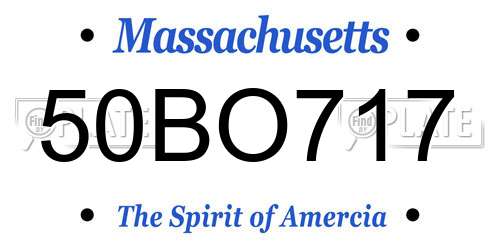 50BO717 Massachusetts License Plate