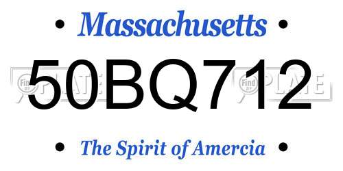 50BQ712 Massachusetts License Plate