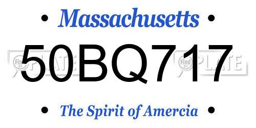 50BQ717 Massachusetts License Plate