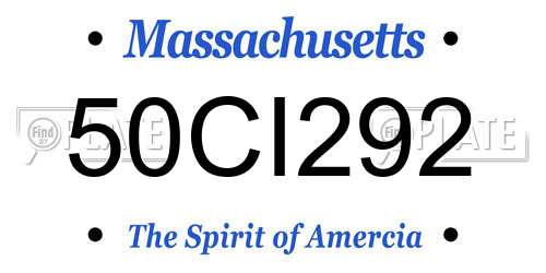 50CI292 Massachusetts License Plate