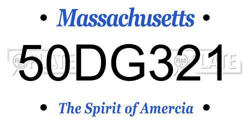 50DG321 Massachusetts License Plate