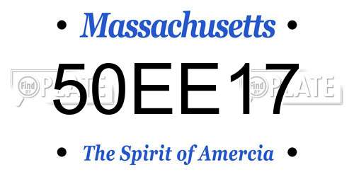 50EE17 Massachusetts License Plate