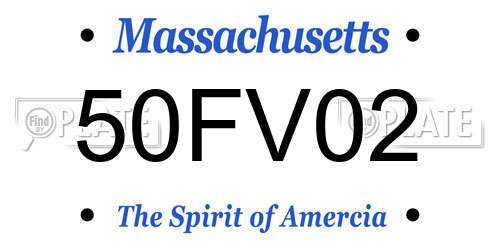 50FV02 Massachusetts License Plate