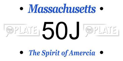 50J Massachusetts License Plate