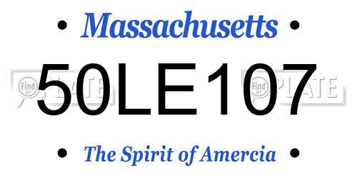 50LE107 Massachusetts License Plate