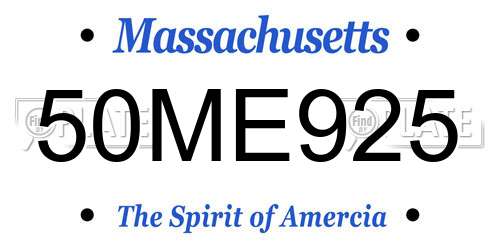 50ME925 Massachusetts License Plate