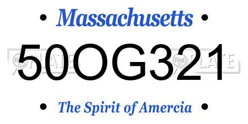 50OG321 Massachusetts License Plate