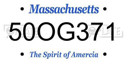 50OG371 Massachusetts License Plate