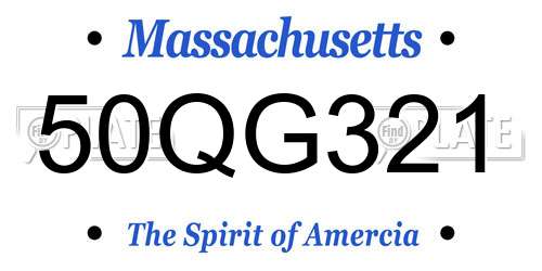 50QG321 Massachusetts License Plate