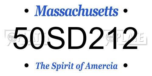 50SD212 Massachusetts License Plate