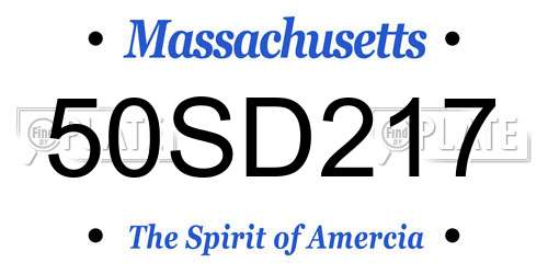 50SD217 Massachusetts License Plate