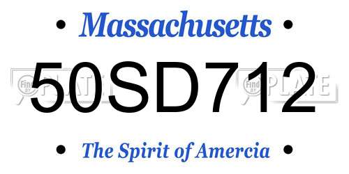 50SD712 Massachusetts License Plate
