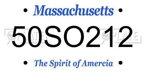 50SO212 Massachusetts License Plate