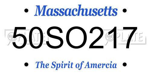50SO217 Massachusetts License Plate