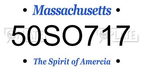 50SO717 Massachusetts License Plate