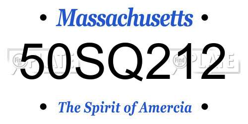 50SQ212 Massachusetts License Plate