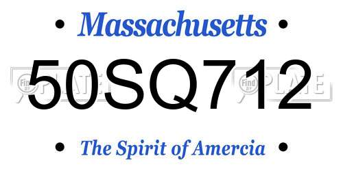 50SQ712 Massachusetts License Plate