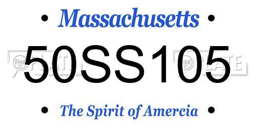 50SS105 Massachusetts License Plate
