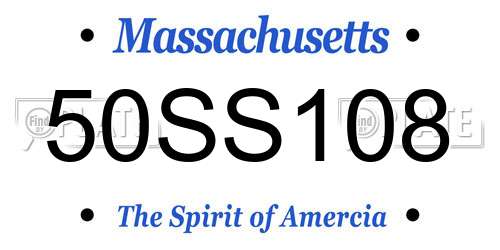 50SS108 Massachusetts License Plate
