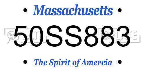 50SS883 Massachusetts License Plate