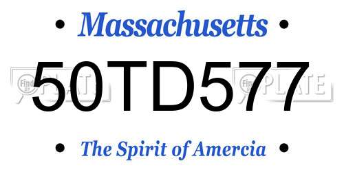 50TD577 Massachusetts License Plate