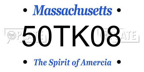 50TK08 Massachusetts License Plate