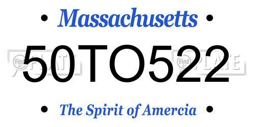 50TO522 Massachusetts License Plate