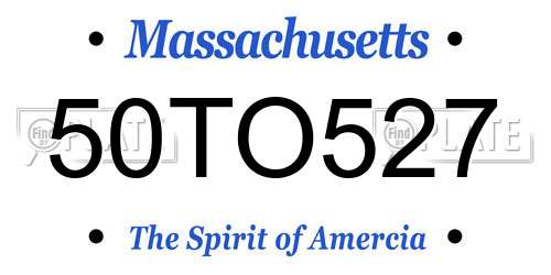 50TO527 Massachusetts License Plate