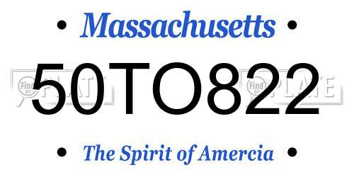 50TO822 Massachusetts License Plate