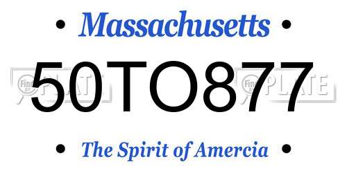 50TO877 Massachusetts License Plate